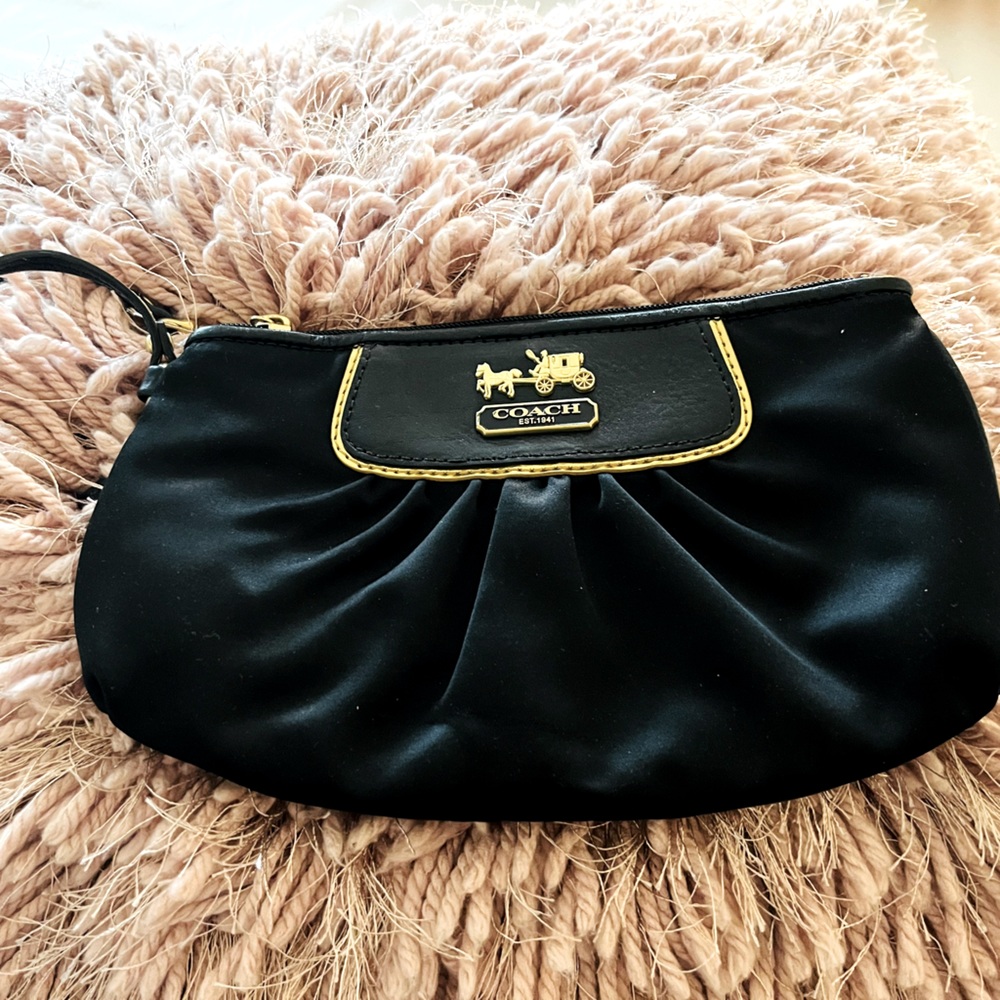 Coach Satin Wristlet with gold hardware.EUC
